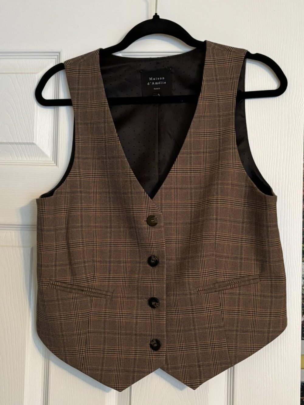 Brown Plaid Vest - Women's Tailored Waistcoat